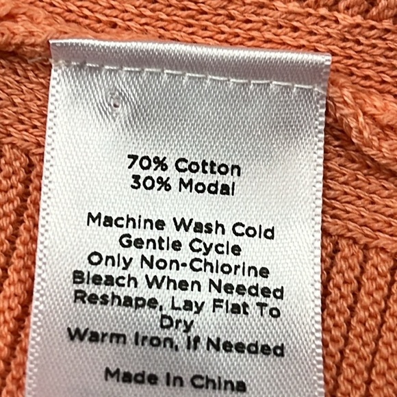 TALBOTS Coral/Peach Cotton Open Front Long Line 3 Button Cuff Knit Cardigan  MP - Picture 13 of 15